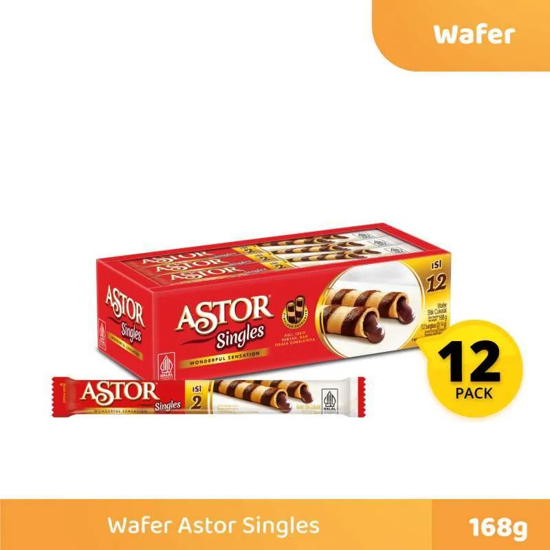 

WAFER ROLL COKLAT ASTOR SINGLES BOX ISI 12PCS @14GR