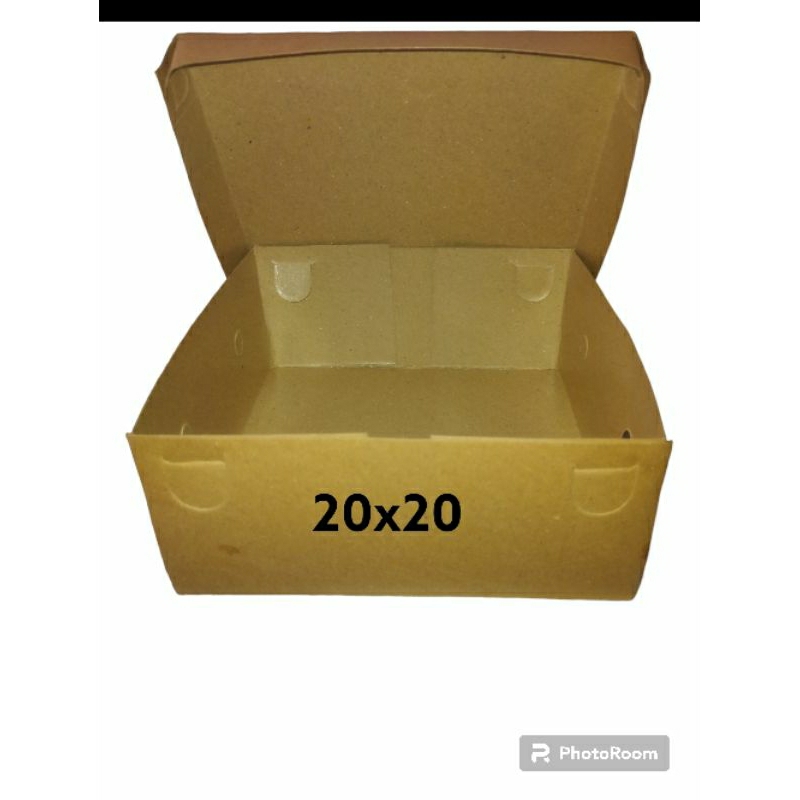 Kotak nasi lipat 20x20 warna coklat/box nasi laminasi tahan air