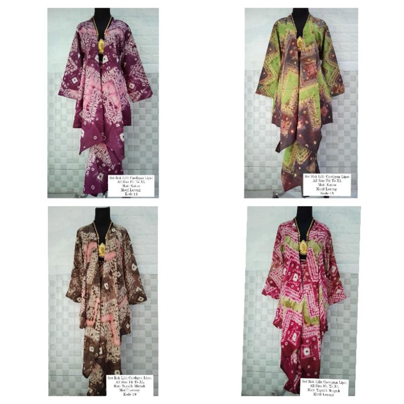 Set Rok Lilit Cardigan Lipat Lereng Jumputan Handmade