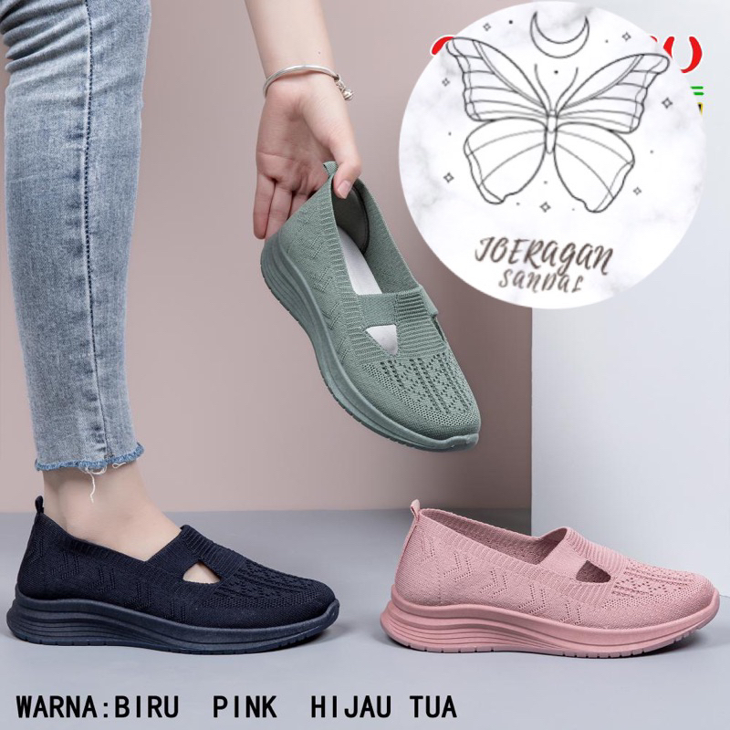 Sepatu Perempuan Wanita Dewasa Rajut  (L) Sol Warna