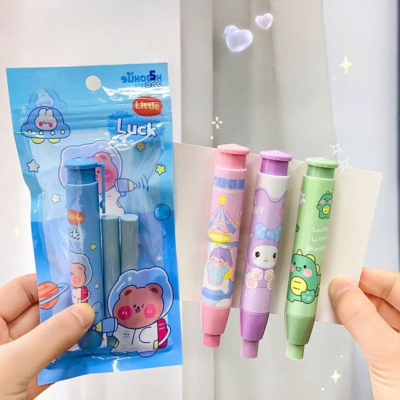 

Penghapus Pensil Mekanik Karakter Lucu/Press Type Eraser Pen/Mechanic Eraser Set