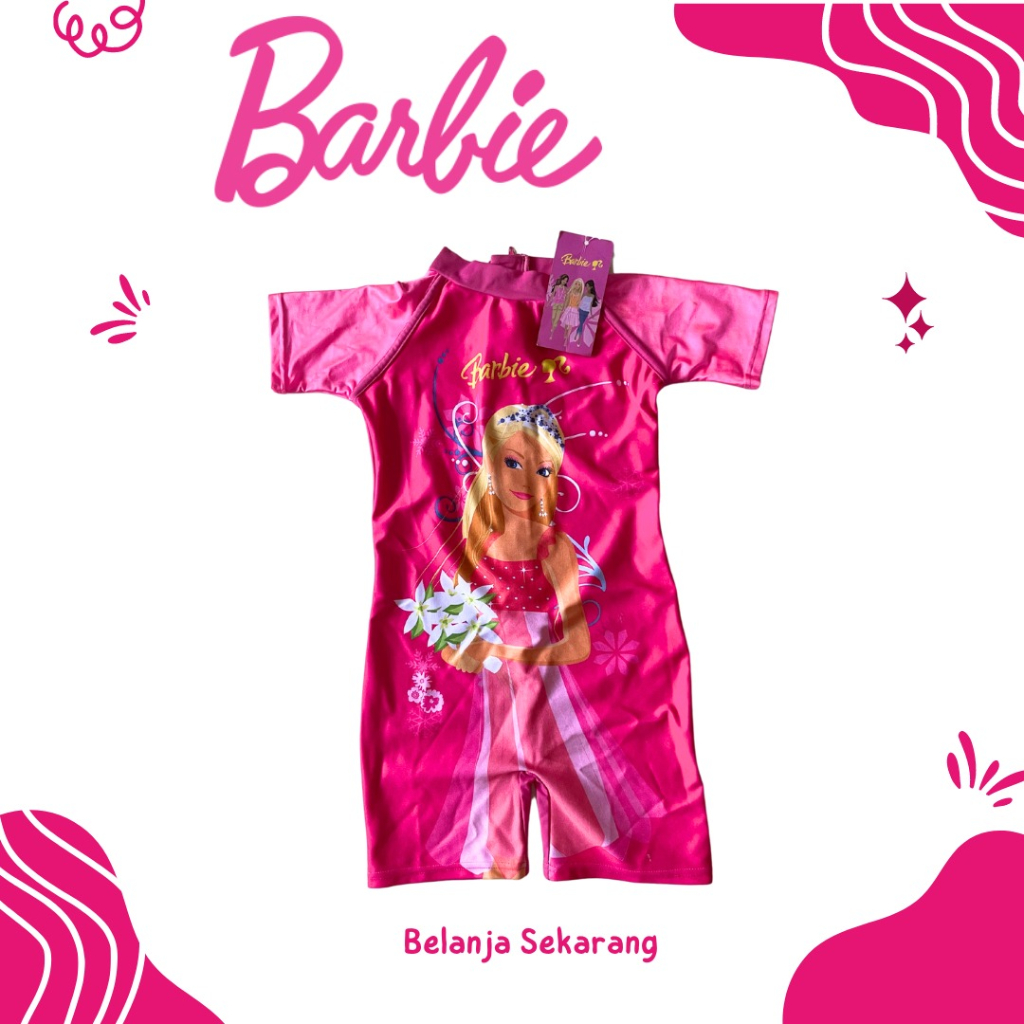Baju renang barbie pink anak/swimsuit barbie anak
