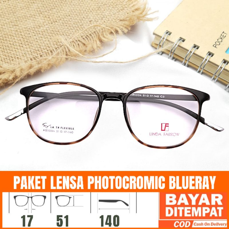 FRAME KACAMATA 5004 + FREE LENSA MINUS CYLINDER ANTIRADIASI FRAME LENTUR PRIA WANITA
