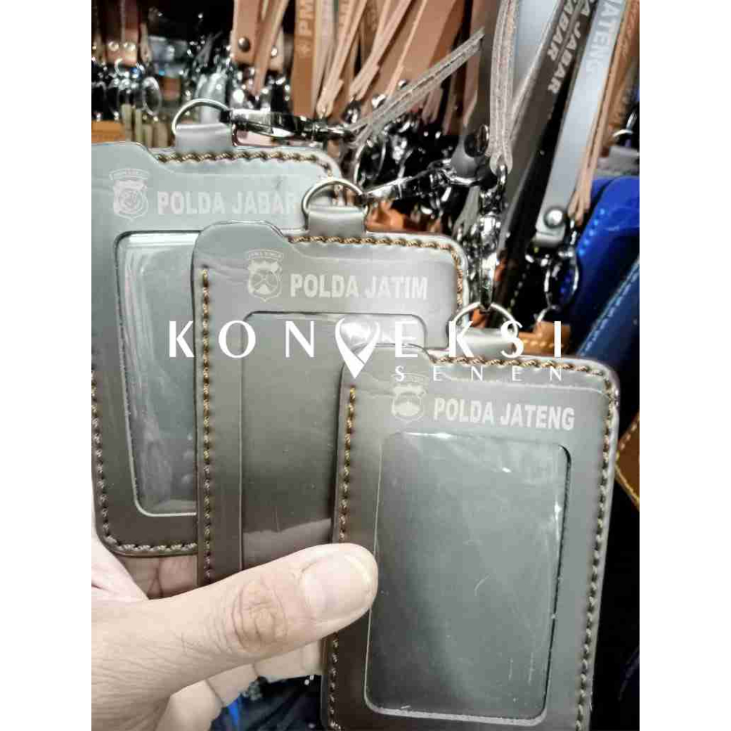 

gantungan kulit id card lanyard name tag polda jateng tempat kartu | lanyard polda jateng