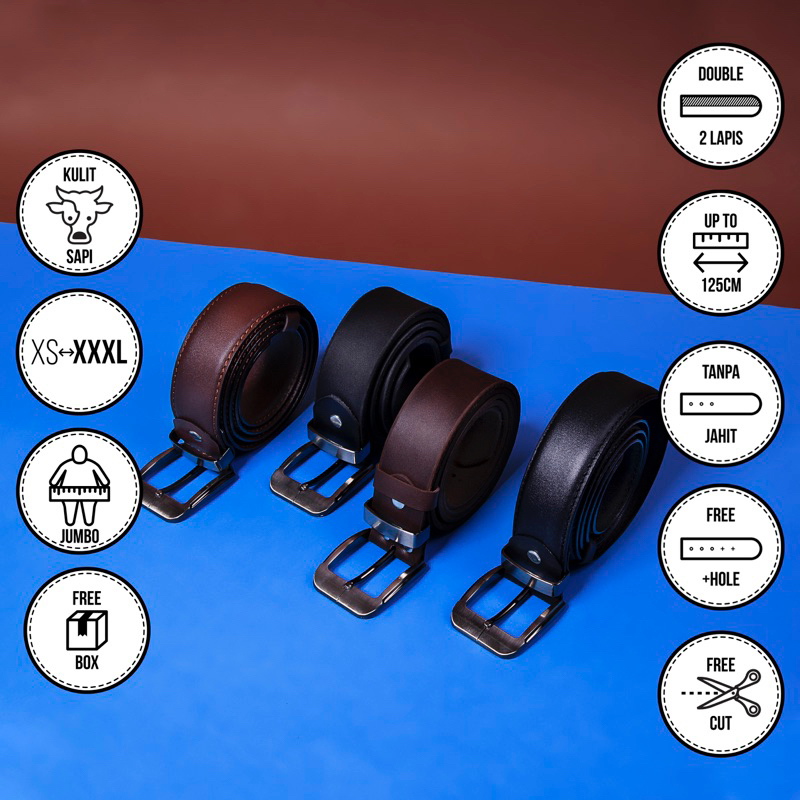 GK Casual Belt (Tanpa Jahitan) - Sabuk Kulit Asli Pria / Gesper Kulit Pria / Sabuk Kasual