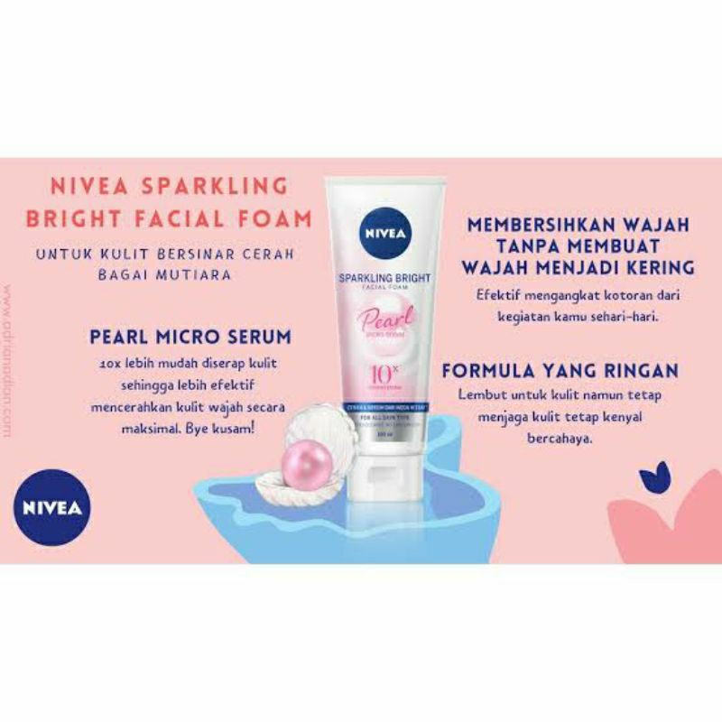 Nivea Sparkling Bright Facial Foam Pearl Micro Serum 10x Brightening (100ml)