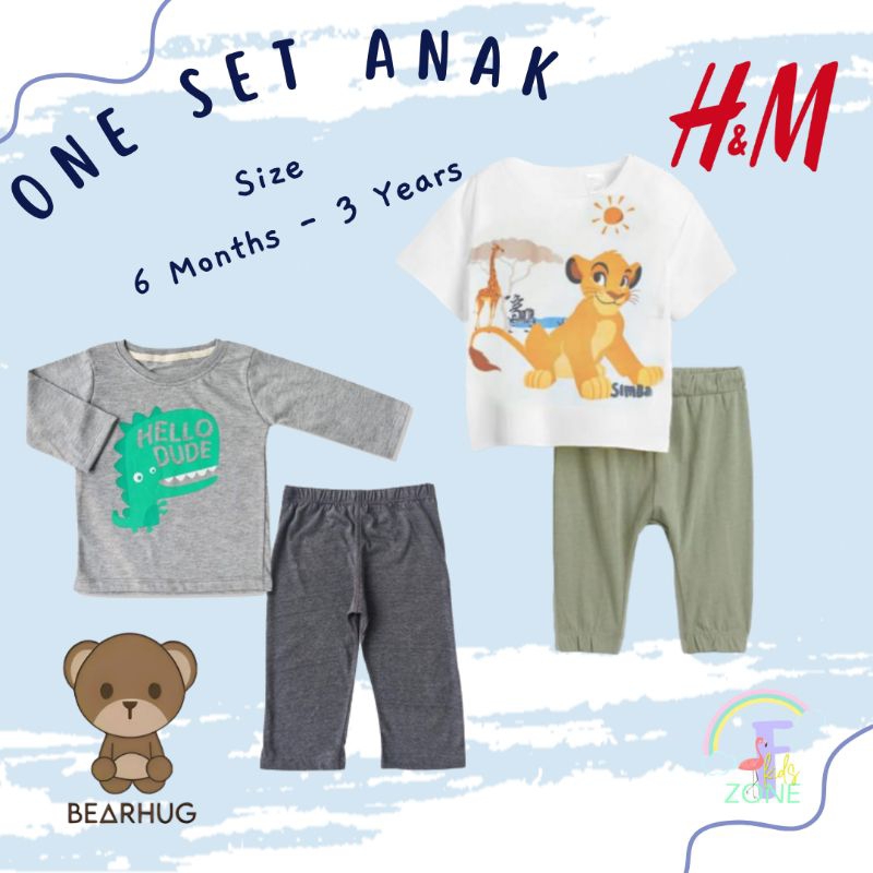 SETELAN BAJU ANAK BAYI BALITA | ONE SET BABY BOY H*M, BEAR HUG