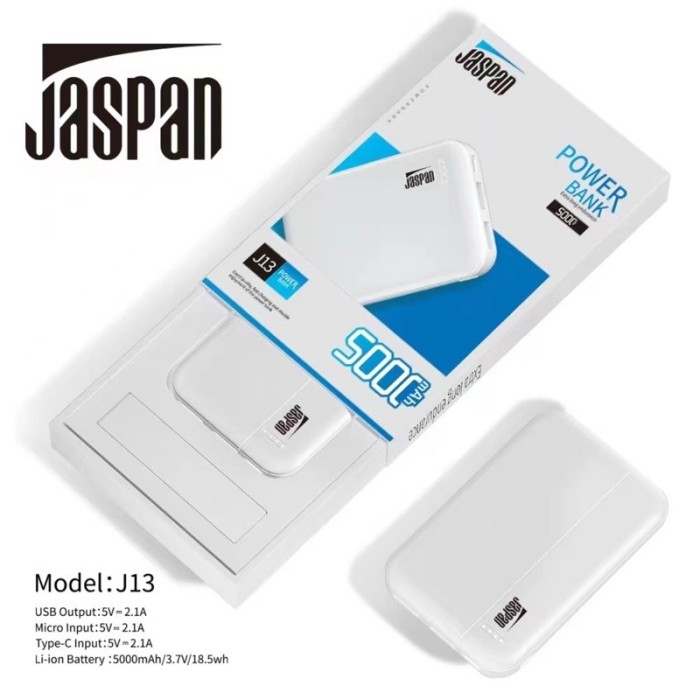 POWERBANK SUPER FAST CHARGING JASPAN J13 5000 MAH POWER BANK HP J-13 5000 MAH REAL KAPASITAS