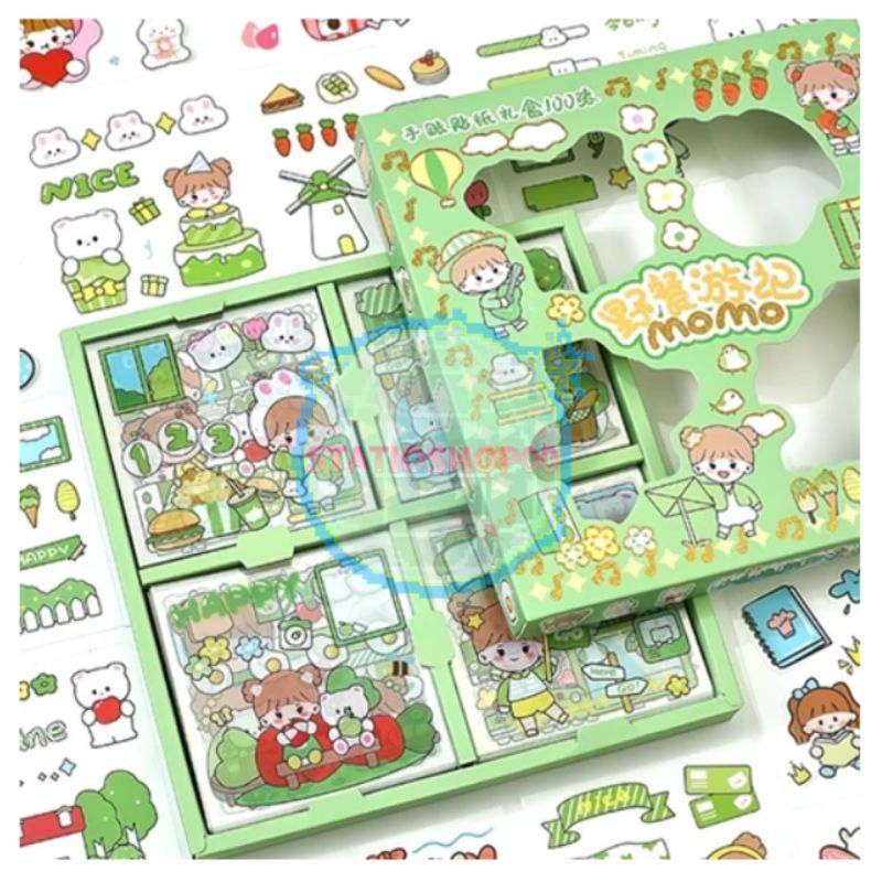 

SS00 1 box 100 sheets Cute Momo Stickers 4 colors | 100 Lembar Stiker Momo Motif Kartun Korea Lucu Anti Air Dekorasi Handbook Journal Diary DIY |