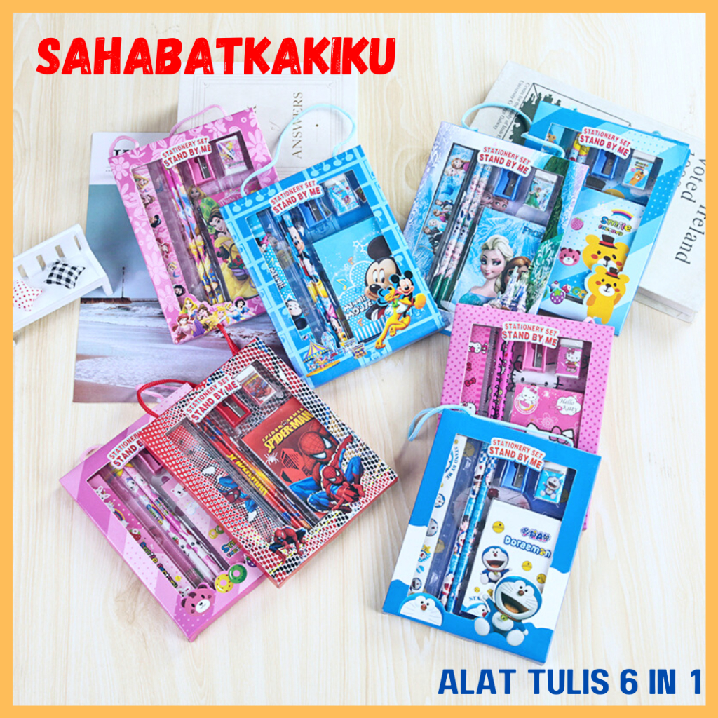 

Paket Alat Tulis 6in1 / Alat Tulis Set Karakter / Stationary Set 6 in 1