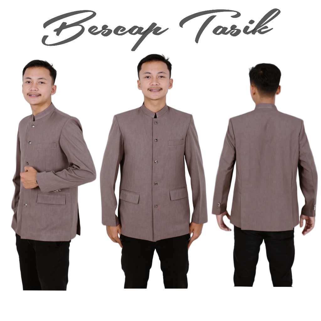 Jasko Polos Warna Coklat Milo Jasko Polos Motif Saku Tutup Jas Koko Pria Dewasa Beskap Pria