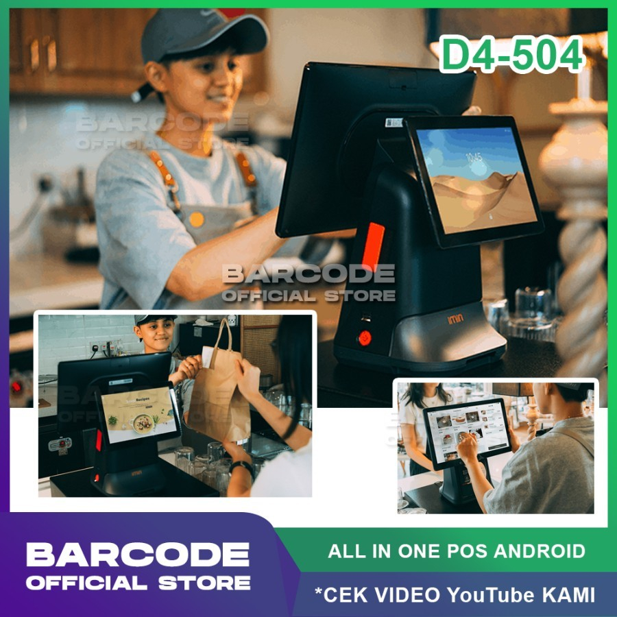 Imin D4 504 Mesin Kasir Plus Printer Thermal 80mm 4gb Memory Resto Cafe Retail POS