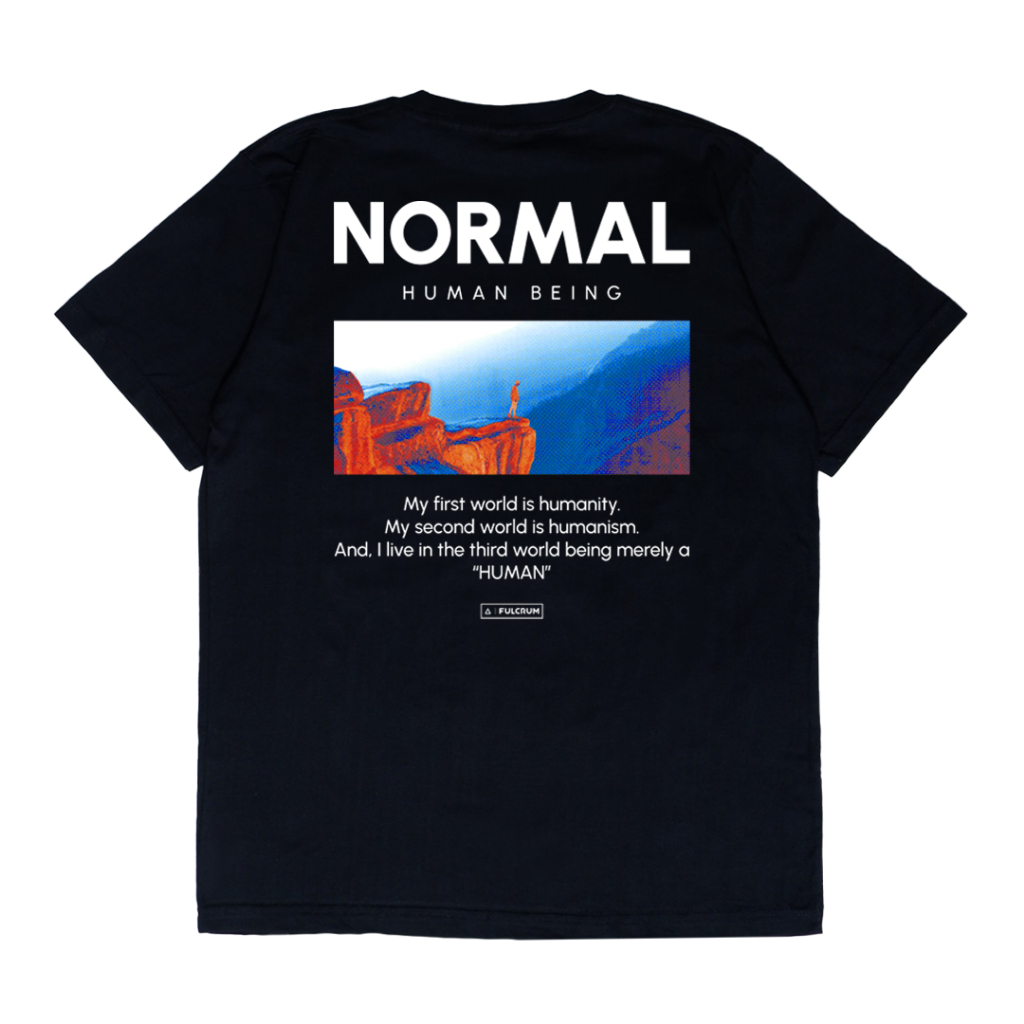 Monochrome X Fulcrum Kaos Pria Lengan Pendek Cotton T-Shirt Human Being Black