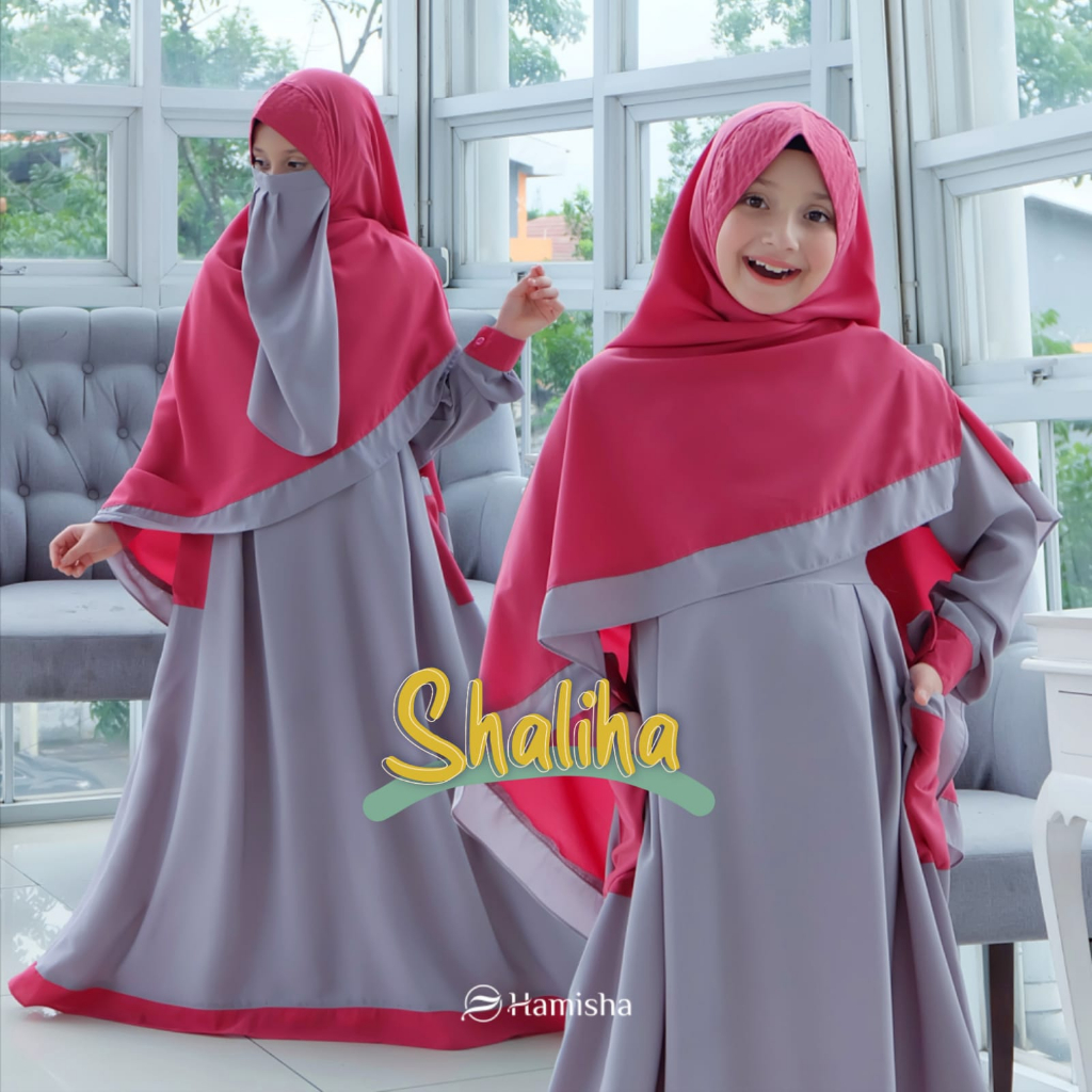 SHALIHA SYARI TEEN gamis syari anak set khimar wolfis original free return HAMIZ
