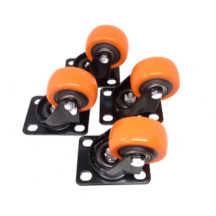 FUKUDA Roda Kastor 2 Inch ORANGE TEBAL Hidup TANPA REM / Castor Swifel Plate Etalase Troli PER SET