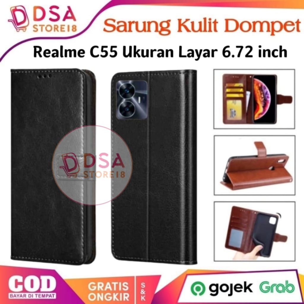 Case Realme C55 / Casing Realme C55 / Leather Case Flip Cover Wallet Dompet Hp Casing Kulit