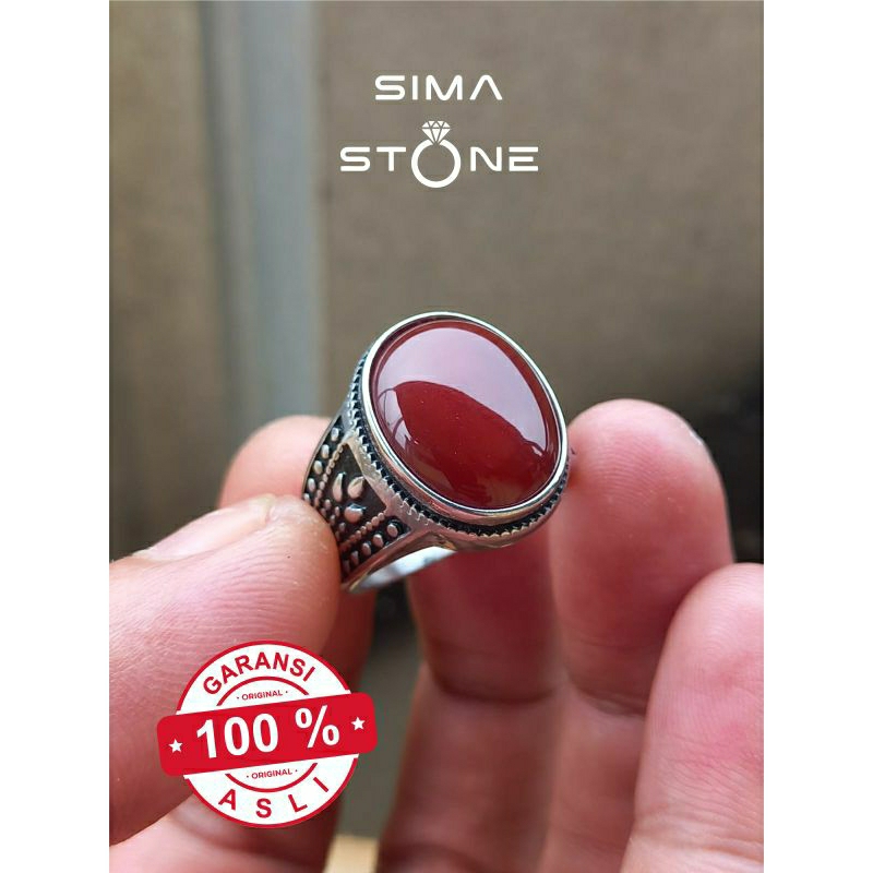 Cincin Batu Akik Yaman Kabdi Original Warna Merah Doff Khas Yaman Kabdi