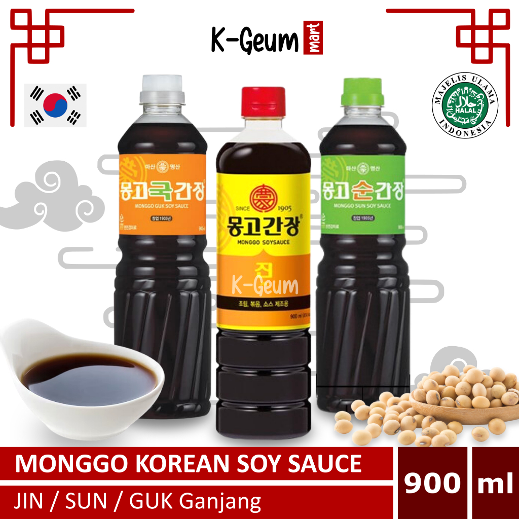 Monggo Jin Sun Guk Soy Sauce Ganjang Kecap Asin Asli Korea 900ml