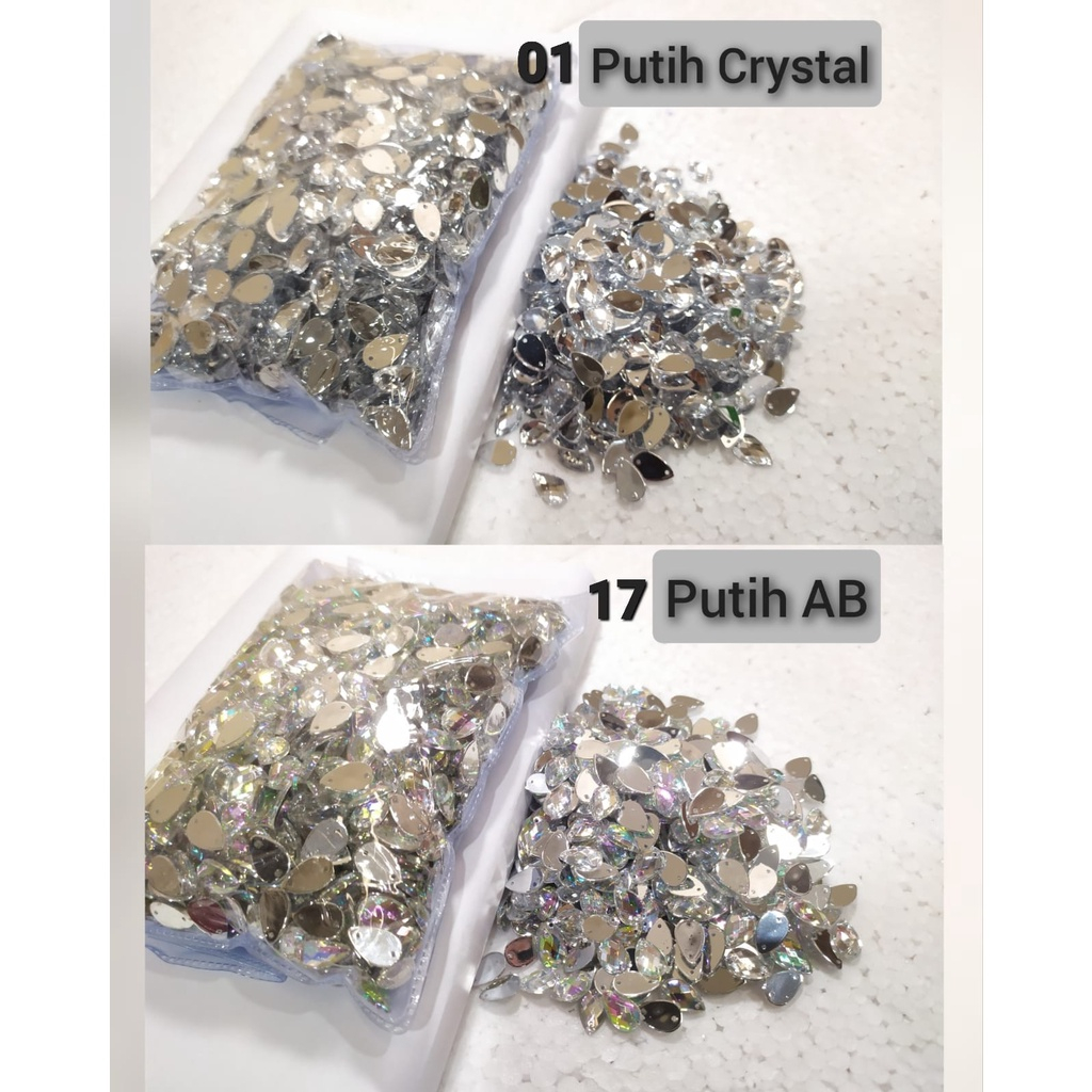 Payet / Diamond Kristal Akrilik Jahit Grade A Tetes 6x12, 2000 pcs [Grosir]