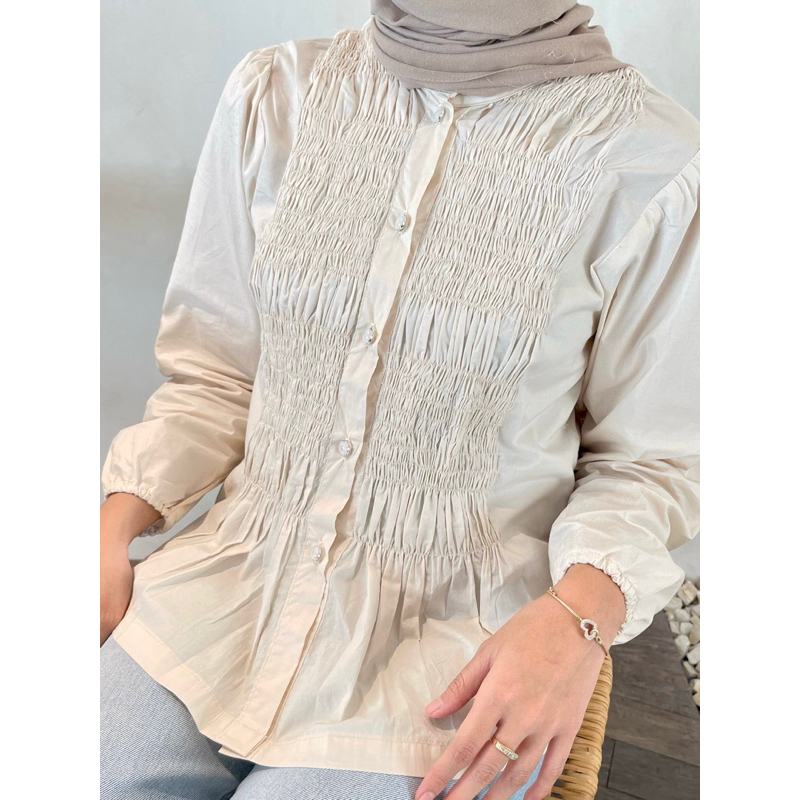 Nola Smocked Top - Smocked Shirt - Blouse Panjang Wanita