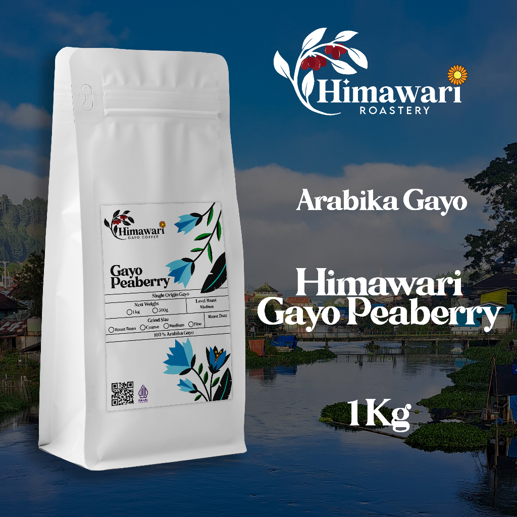 

Himawari Kopi Arabika Gayo Peaberry Biji Lanang Roast Bean dan Bubuk Kopi 1 KG