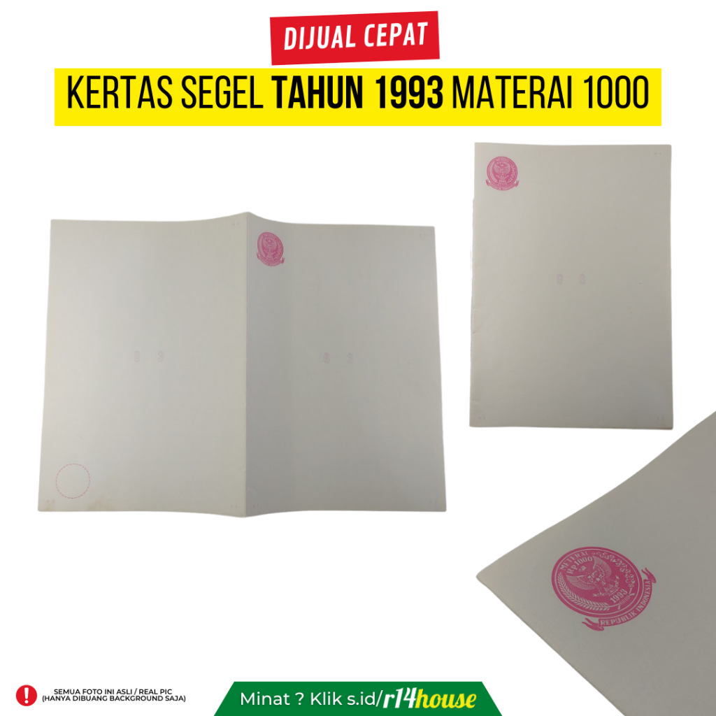 

KERTAS SEGEL TAHUN 1993 MATERAI 1K