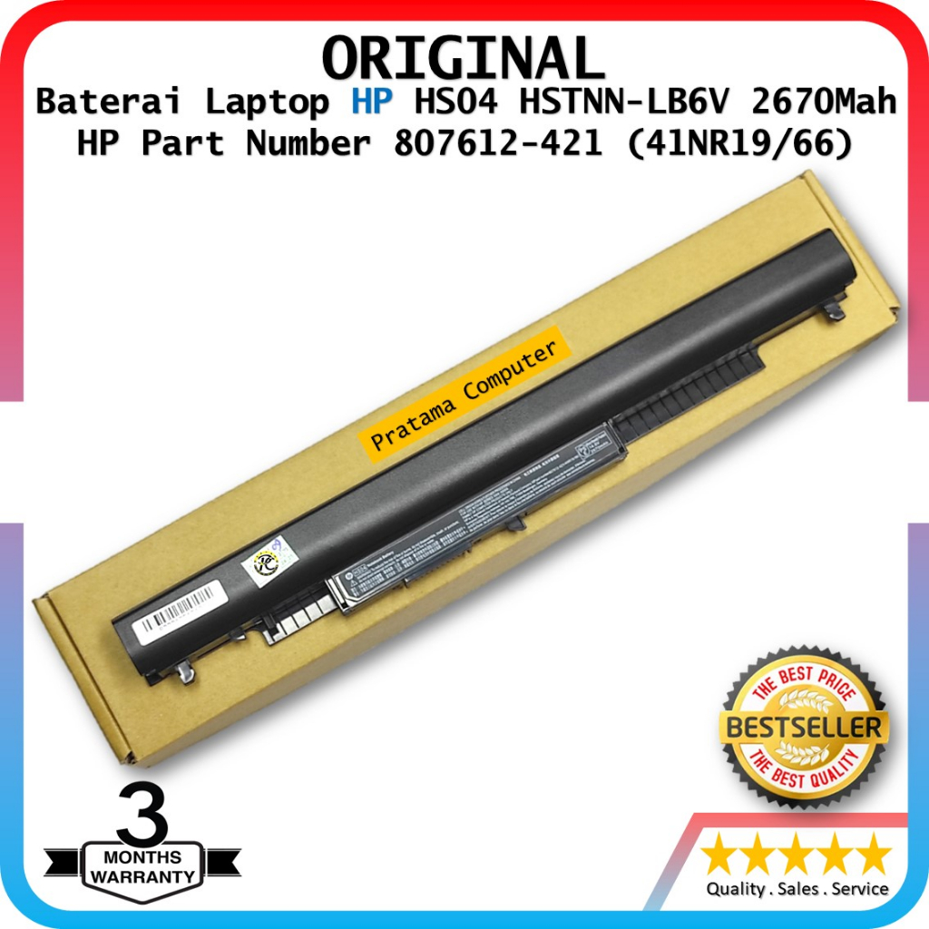 Original - Baterai Laptop HP Pavilion 14-AC004TX 14-AC001TX 14-AC001TU 14-AC002TU 14-AC003TU HS04 HSTNN-LB6V