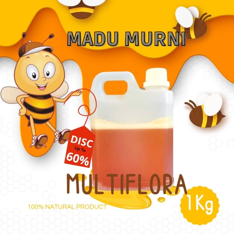 

Madu Cair Murni Multiflora Kualitas Premium 1000 Gram