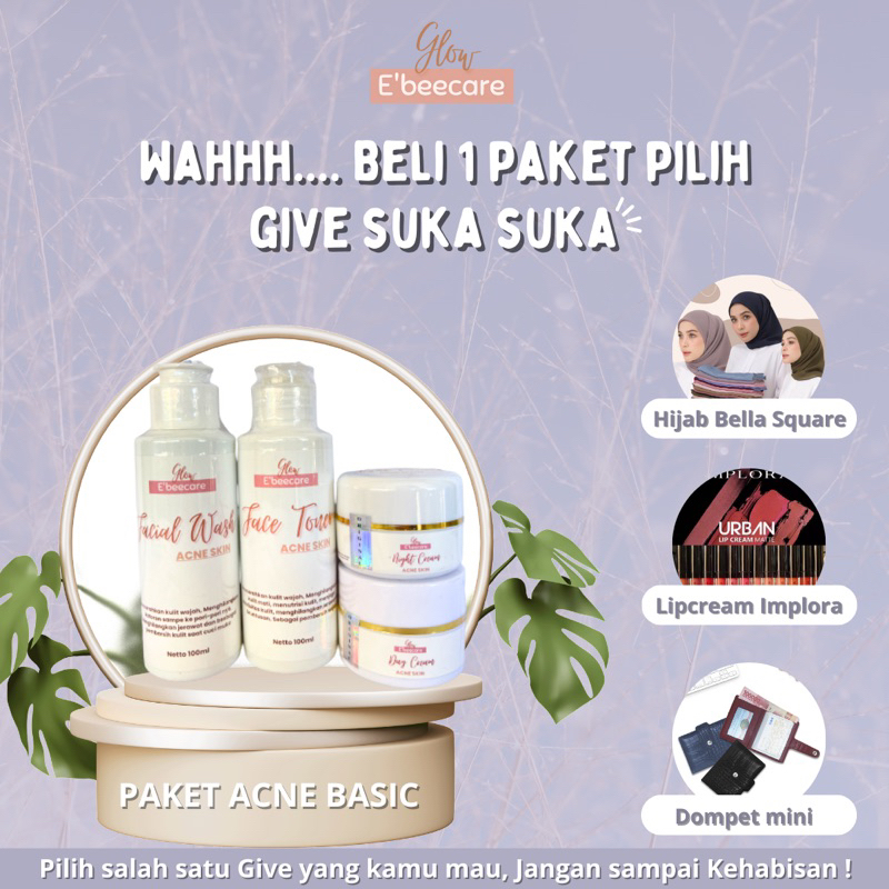 BEST SELLER PAKET ACNE GLOW E'BEECARE SKINCARE (GIFTNYA SAJA)
