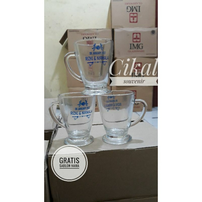 Gelas piala kemasan sarung tile free krtu ucapan