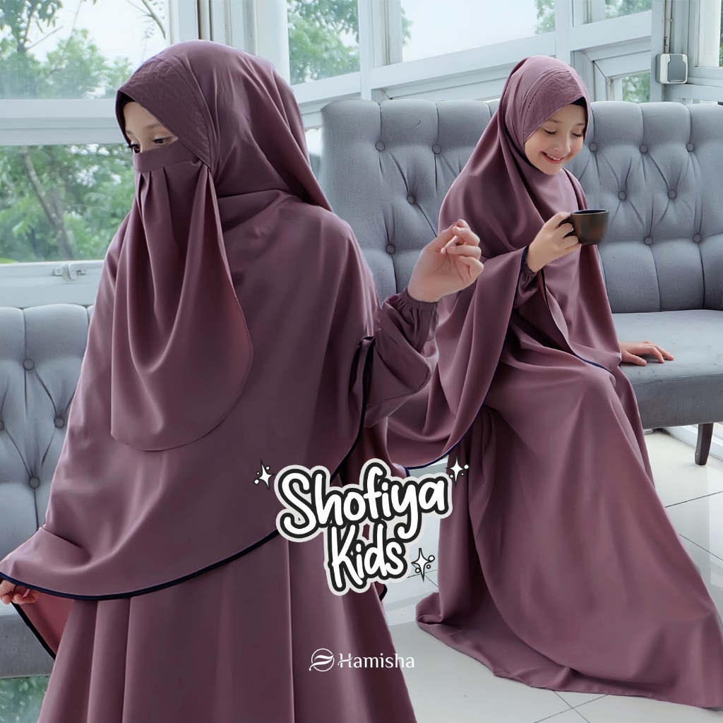 SHOFIYA KIDS SYARI gamis anak model set khimar besar dan cadar premium wolfis original HAMIZ HAMISHA
