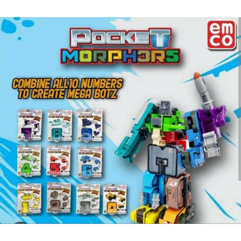 EMCO POCKET MORPHERS SERIES MEGA BOT MEGABOT ORIGINAL BLOK TRANSFORMASI NUMBERS ANGKA BERUBAH MENJAD