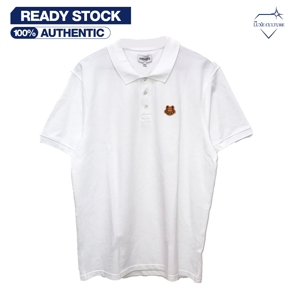 Kenzo Tiger Orange Polo White / Kaos Kerah Pria Branded Original