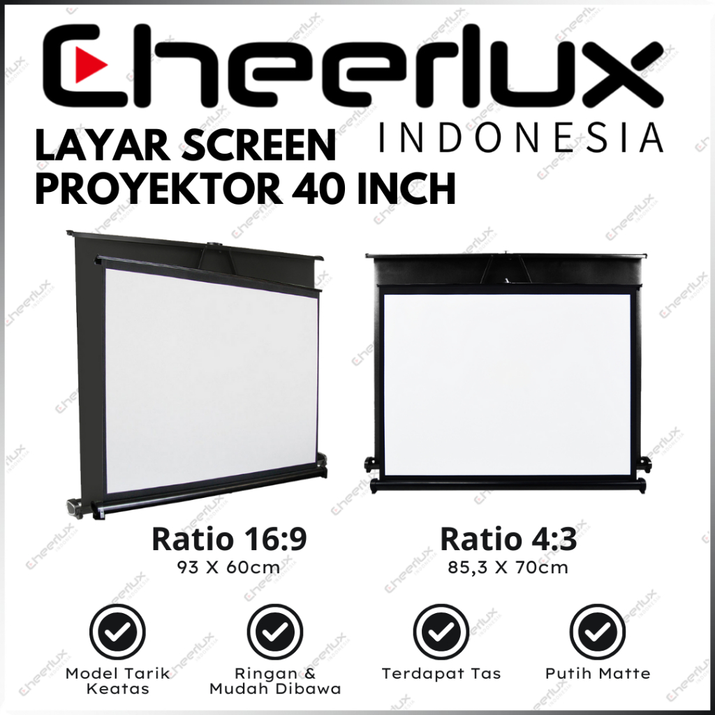 Layar Proyektor Lipat 40 Inch | Table Screen Projector 40" Portable