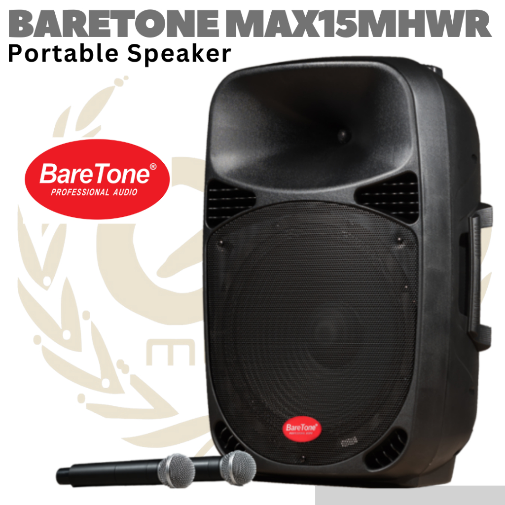 BARETONE MAX15MHWR 15" Portable Speaker | Spiker Aktif + Mic Wireless