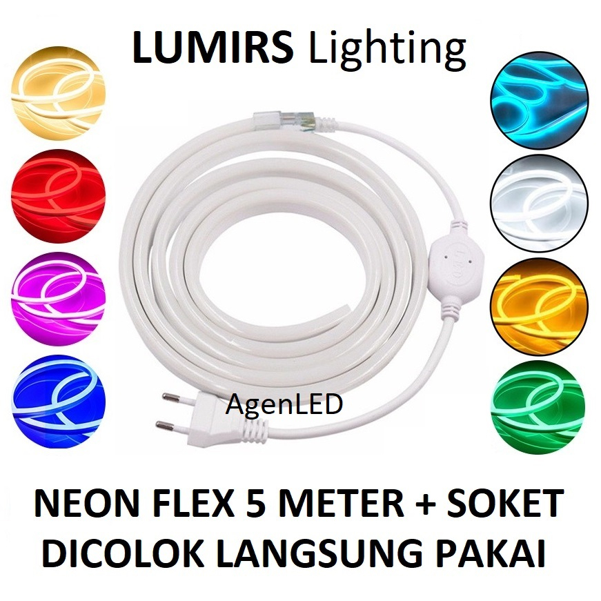 LUMIRS Lampu Neon Flex 5 Meter Strip 5M 220v LED Sign Selang NeonFlex