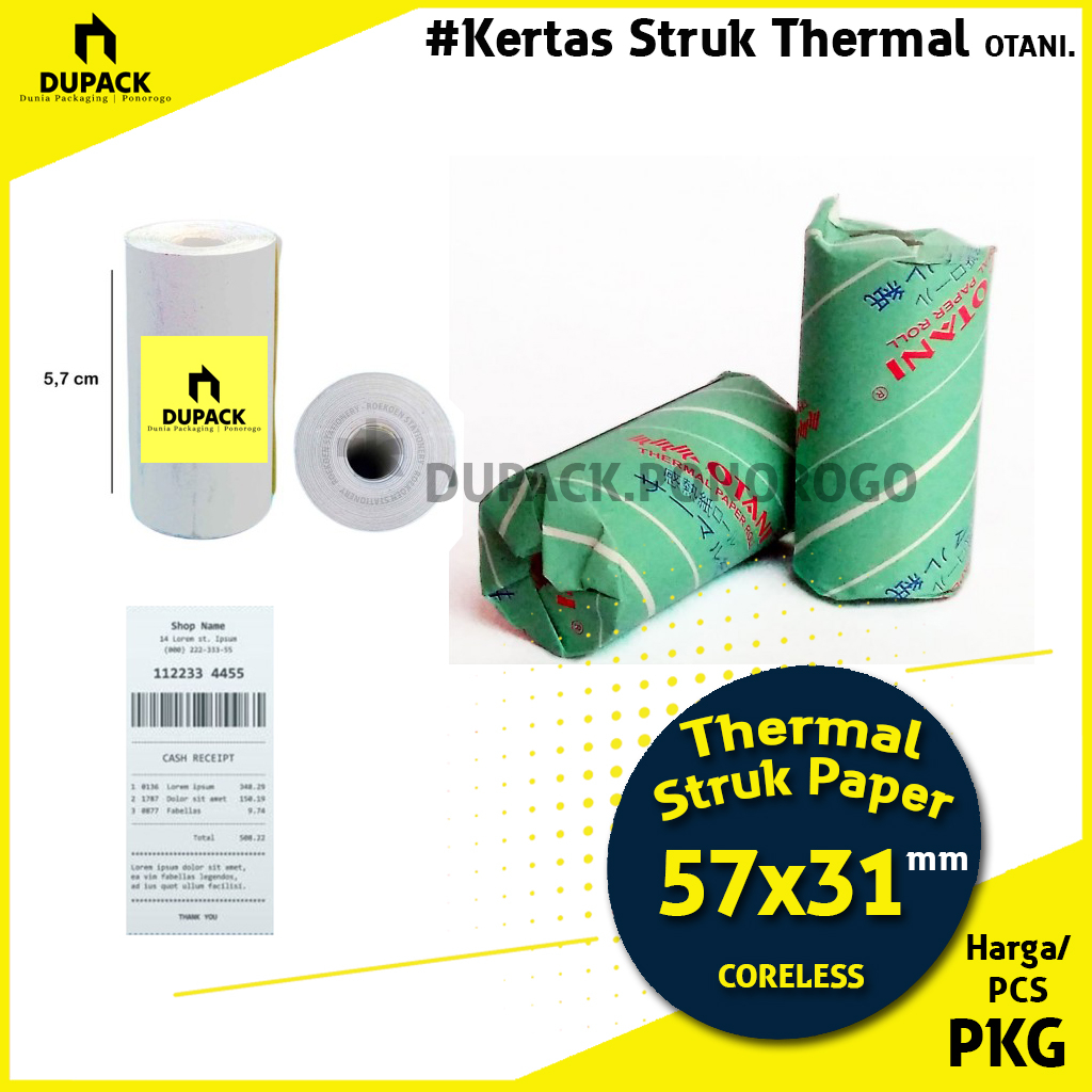

Kertas Struk Thermal Roll Otani Ukuran 57 x 31 mm Coreless