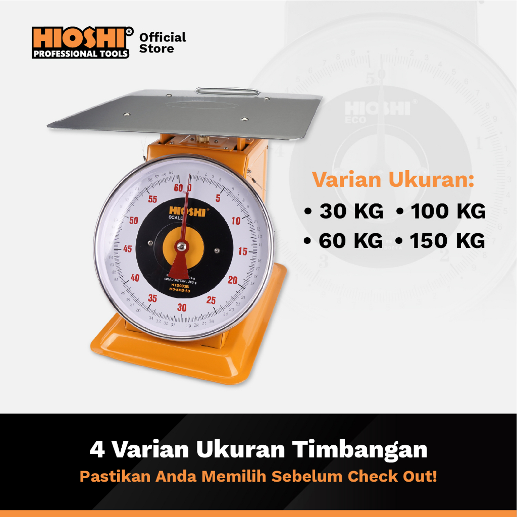 HIOSHI /Timbangan Duduk/Piring SEGI /Manual/Analog/Buah/Sayur/Daging/Laundry/ 30 60 100 150Kg - HD