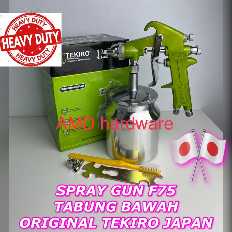 ORIGINAL TEKIRO JAPAN SPRAY GUN F75 S TABUNG BAWAH SPET SEMPROTAN CAT KOMPRESOR ANGIN F75
