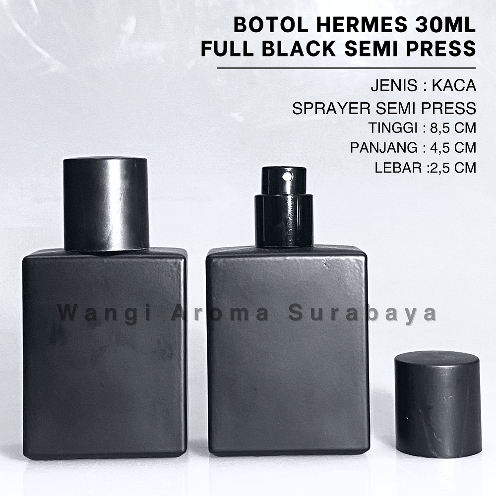 Botol Parfum Hermes 30ML Full Black Semi Press - Botol Parfum Hermess Full Hitam Semi Press - Botol Parfum 30ML