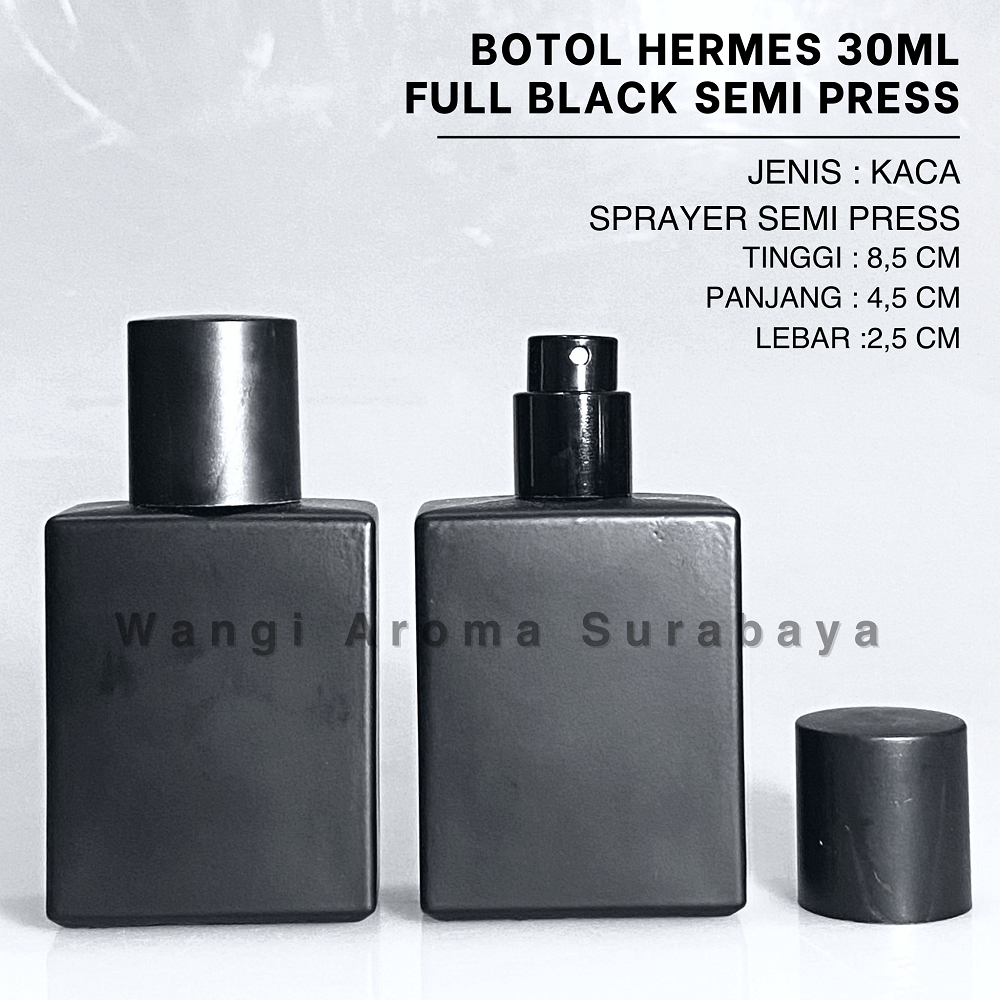 Botol Parfum Hermes 30ML Full Black Semi Press - Botol Parfum Hermess Full Hitam Semi Press