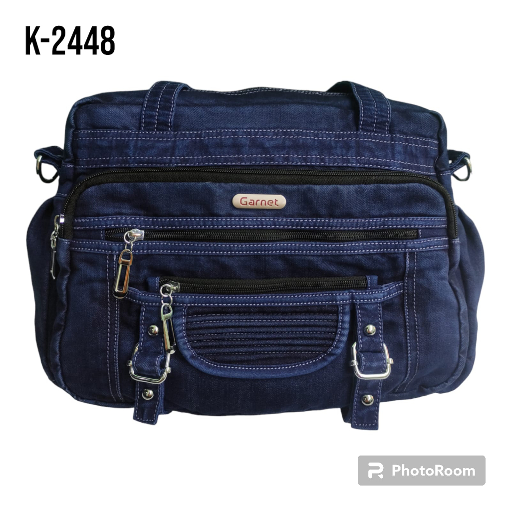 Elzackofficialstore-Tas Selempang Wanita Jumbo Tas Garnet Ukuran Besar Tas Full Denim