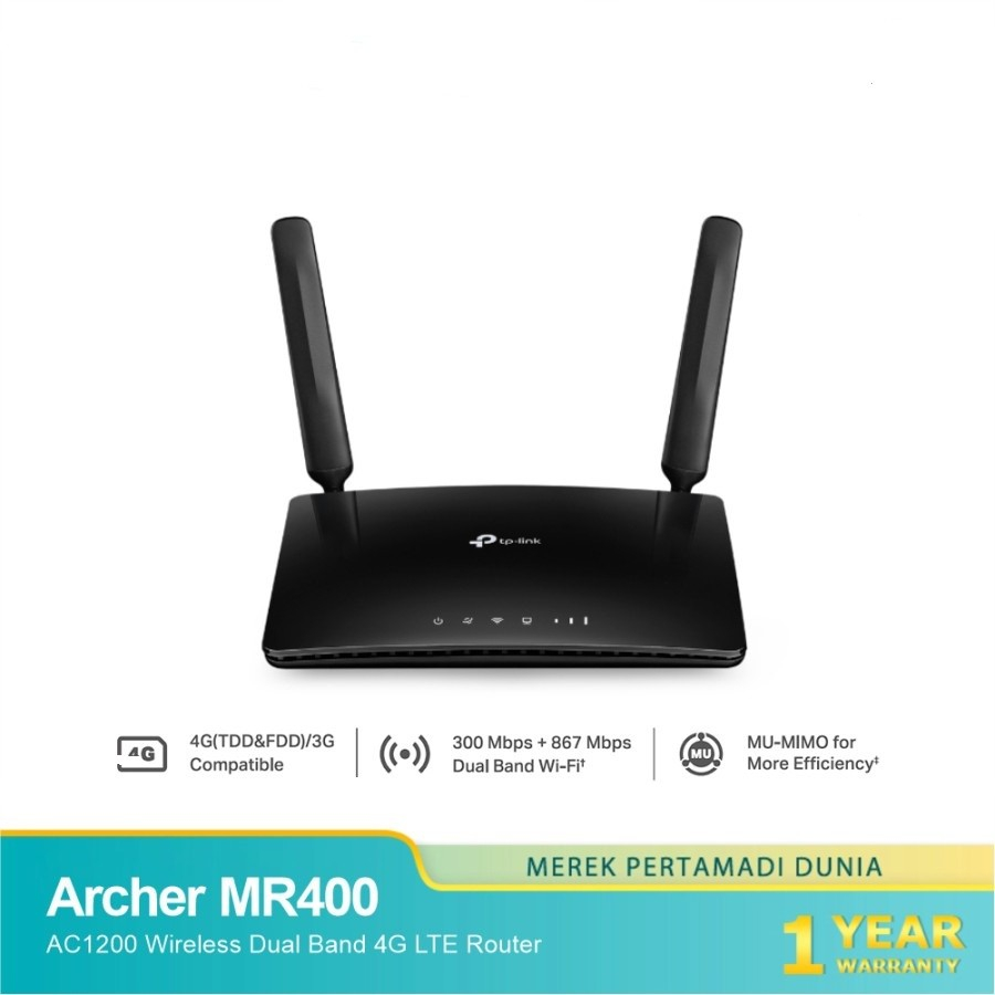 TP-Link Archer MR400 AC1200 Wireless Dual Band 4G LTE Router