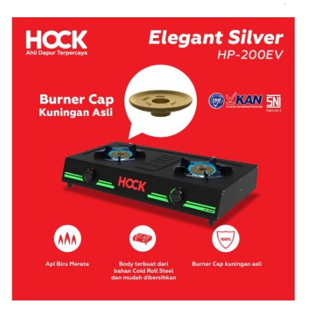 Hock Kompor Gas HP-200EV - Silver Kompor Gas 2 Tungku Api Besar