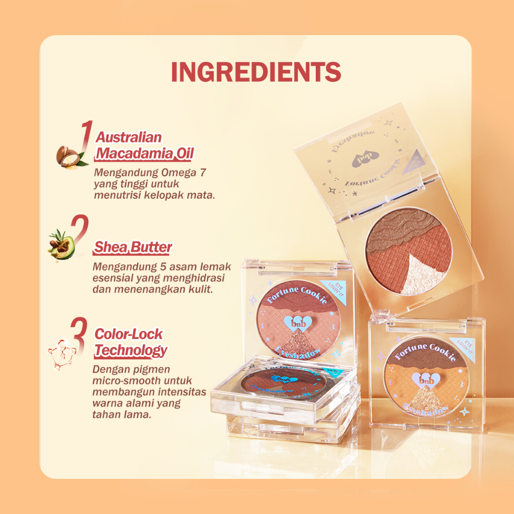 BNB barenbliss Fortune Cookie Eyeshadow Kosmetik Korea Eyes Pallete Make Up Natural Pigmented Tahan Lama