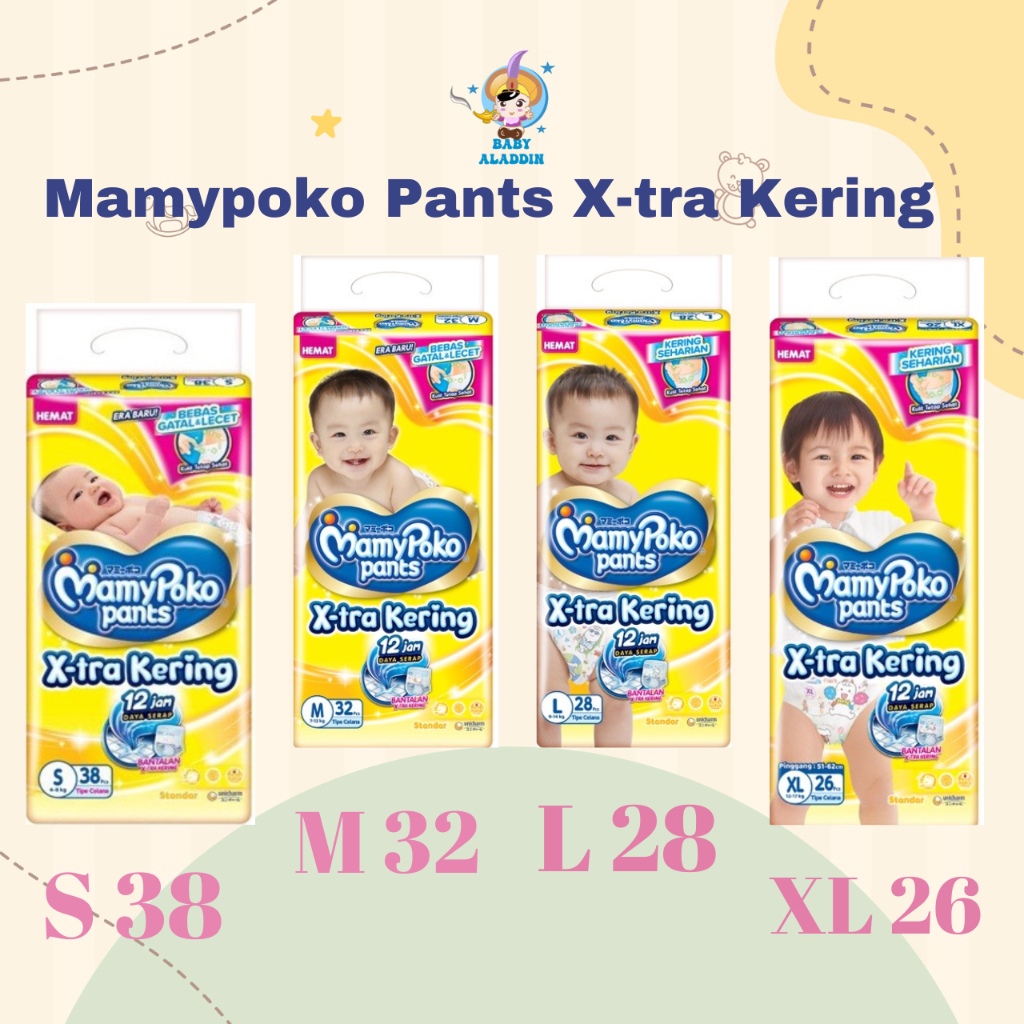 ￼TERMURAH MAMYPOKO Pants Xtra Kering S38 M32 L28 XL26 - Mami Poko Murah - Popok Bayi Mamy Poko Murah