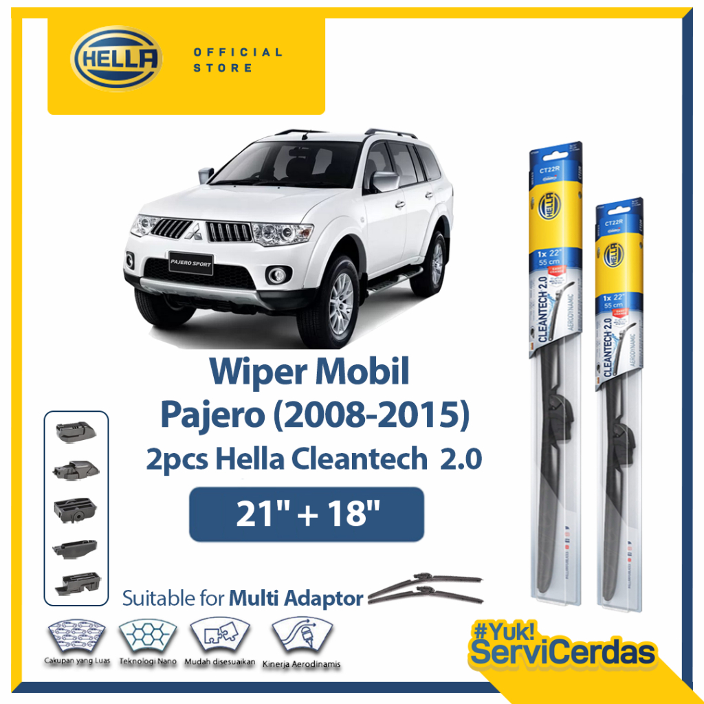 Wiper Mobil MITSUBISHI Pajero 2008-2015 (21”+18”) - HELLA Cleantech2.0