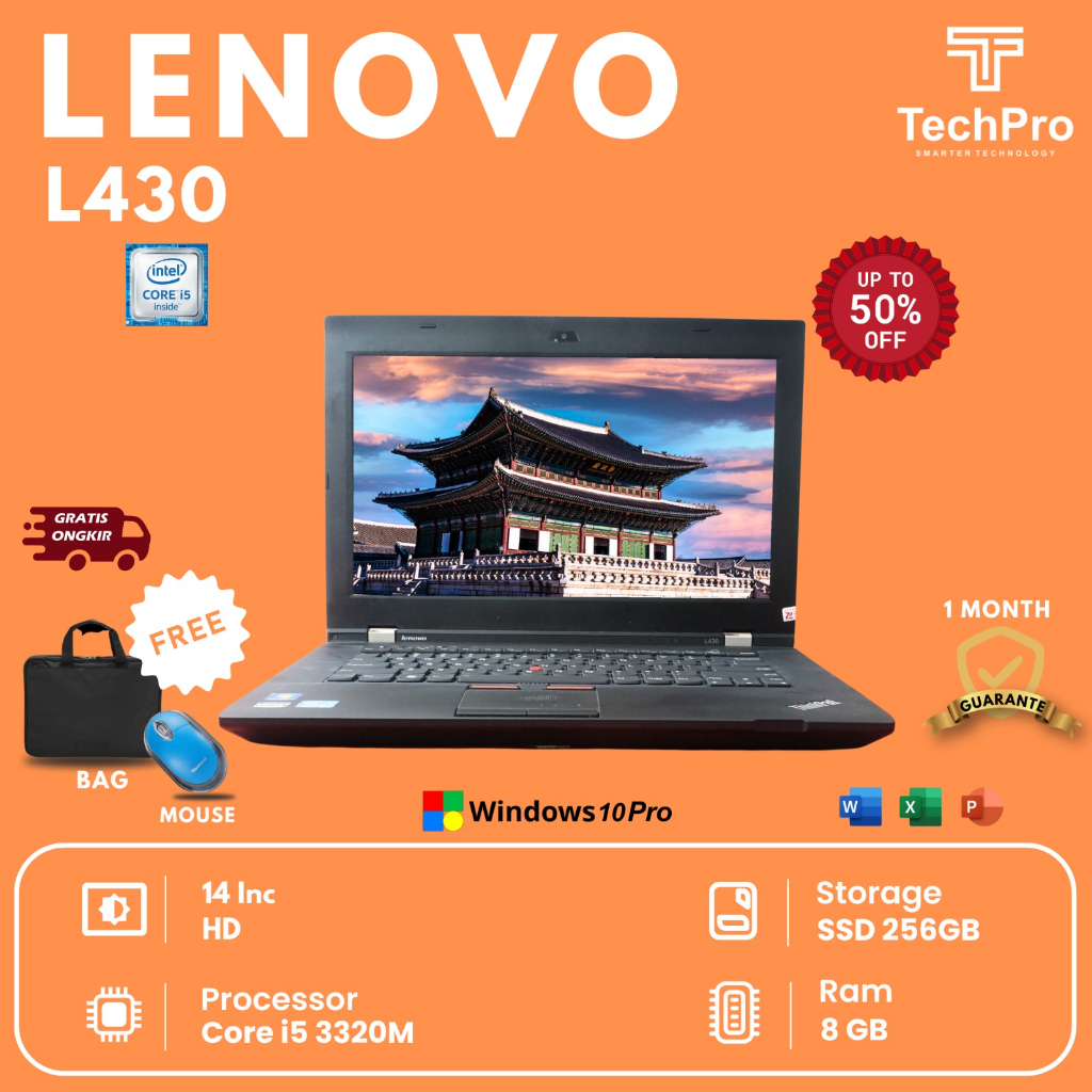 LENOVO THINKPAD L430 INTEL CORE i5 Gen 3 4GB RAM - 320GB HDD 14" INCH Cocok buat Kantoran  Kuliahan 