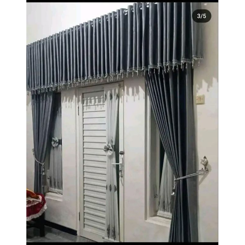 gorden pintu jendela tengah kupu tarung hordeng silver abu