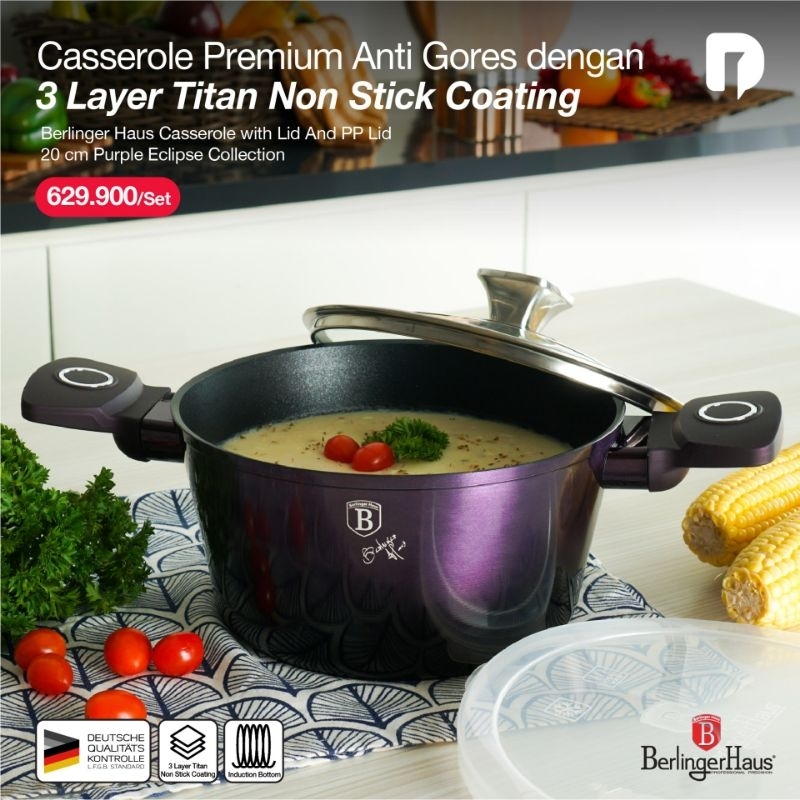 Berlinger Haus Casserole With Lid 20 cm Purple Eclipse Collection